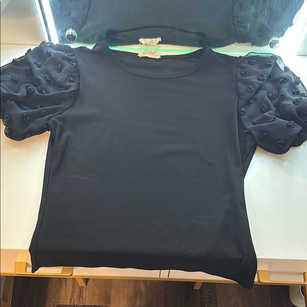 Elegant Black Puff Sleeve Top